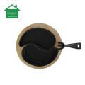 Cast Iron Steak Plate Sizzler Pan with Wood Base